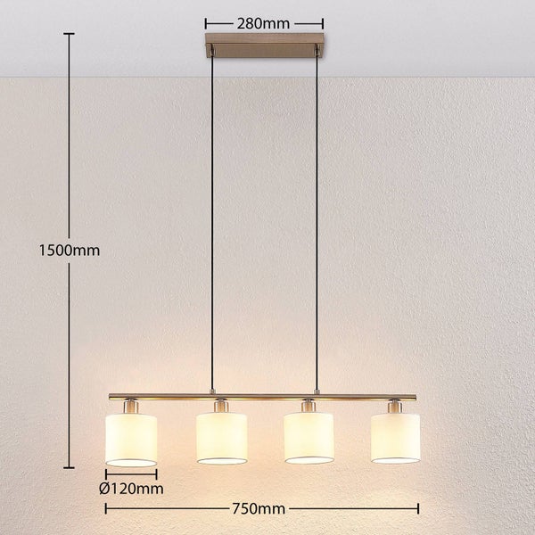 Lindby Pendelleuchte Stannis (Modern) in Weiß aus Metall (4 flammig, E14) - Textil Hängeleuchte Esstischlampe Hängelampe Wohnzimmerleuchte