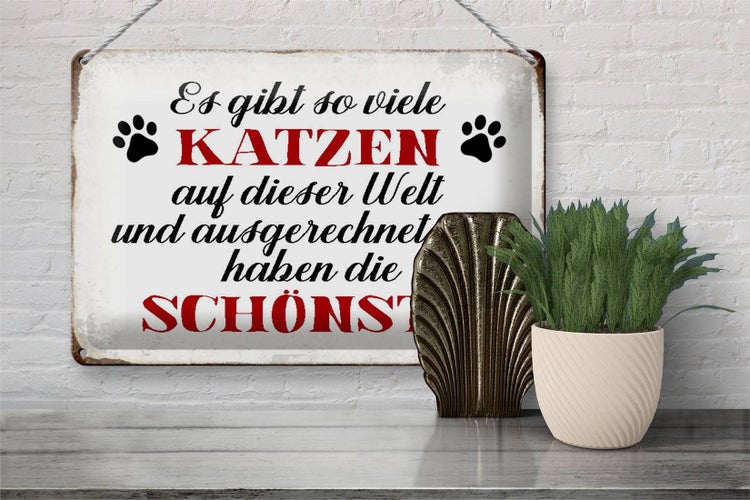 Blechschild Spruch 30x20cm wir haben die schönste Katze