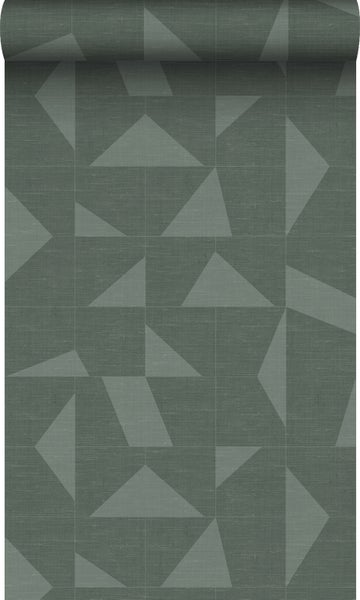 Origin Wallcoverings Tapete grafisches Muster in Gewebeoptik Grün - 0,53 x 10,05 m - 347755