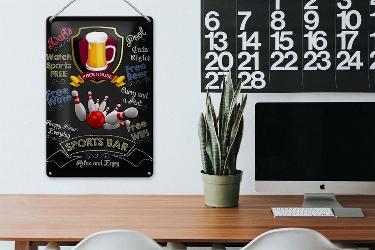 Blechschild Spruch 20x30cm sports bar Bowling relax and enjoy