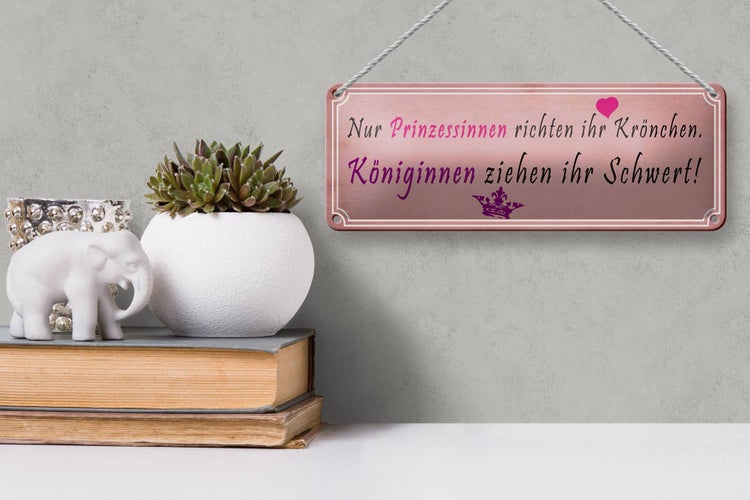 Blechschild Spruch 27x10cm Prinzessinnen richten Krönchen Dekoration