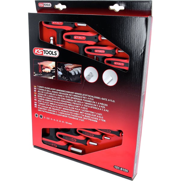KS Tools T-Griff Innensechskant Winkelschraubendrehersatz, 8-teilig