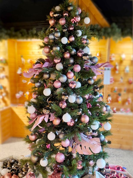 Christbaumschmuck Glas-Kugelsortiment - Rosa/Grau/Weiß, 217 Stck., Weihnachtsbaumkugeln, Christbaumschmuck, Weihnachtsbaumanhänger