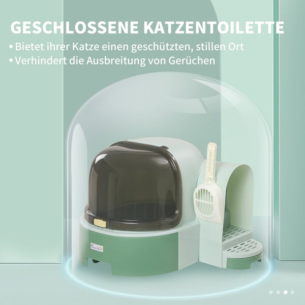 PawHut Katzentoilette, 52L x 60B x 42H cm, PP, PC, Grün