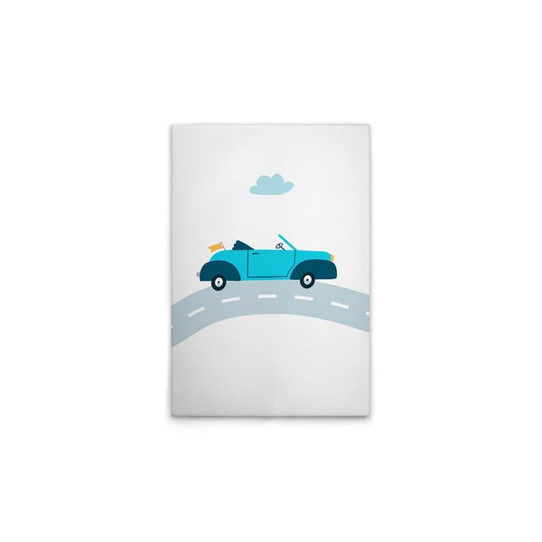 Illustration eines blauen Cabrios auf Leinwand