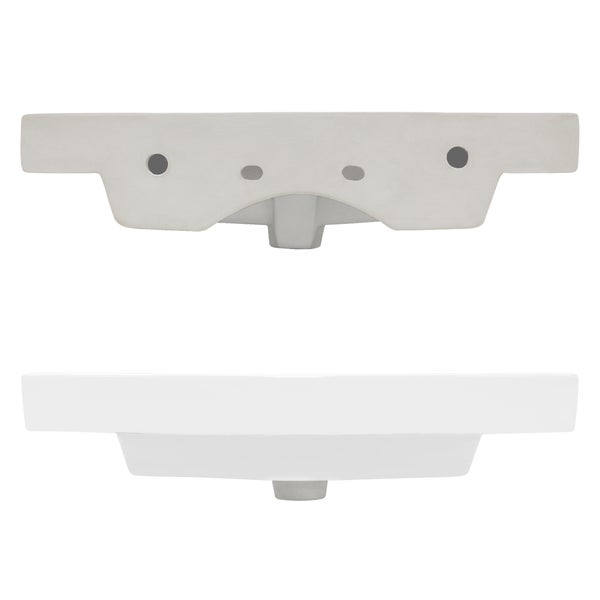ECD Germany Waschbecken Waschtisch 605 x 465 x 160 mm Keramik Weiß Einbaubecken Einbauwaschbecken Handwaschbecken Einbauwaschtisch Aufsatzwaschbecken Spülbecken Wasserfall Waschschale Waschschüssel