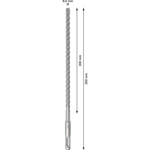 Steinbohrer mit 8 Millimeter Durchmesser und einer Länge von 260 Millimeter