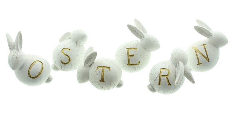 FRANK FLECHTWAREN | Hase Osterbande, 6er Set, POLYRESIN, 7 x 5 x 8 cm