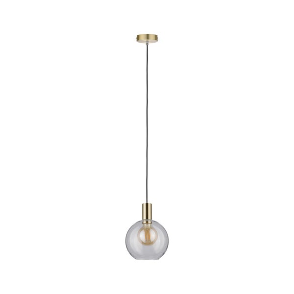 Neordic Pendelleuchte Esben E27 max. 20W Klar, Messing gebürstet dimmbar Glas, Metall
