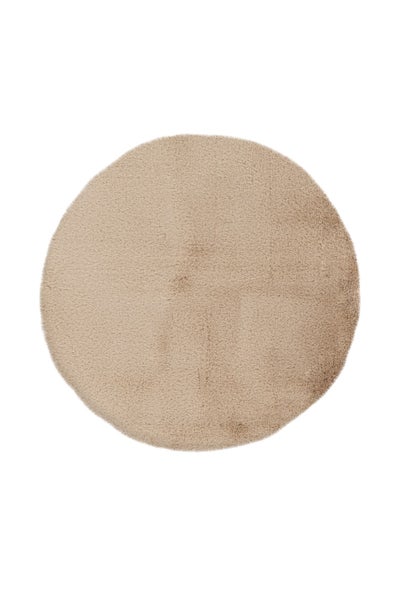 Kurzflor Teppich Oasisia Beige 22 mm Uni Ø 100 cm