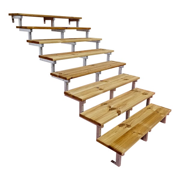 OSLO - Stahltreppe Außen H139cm 8 Treppenstufen Holz KDI Breite 160cm