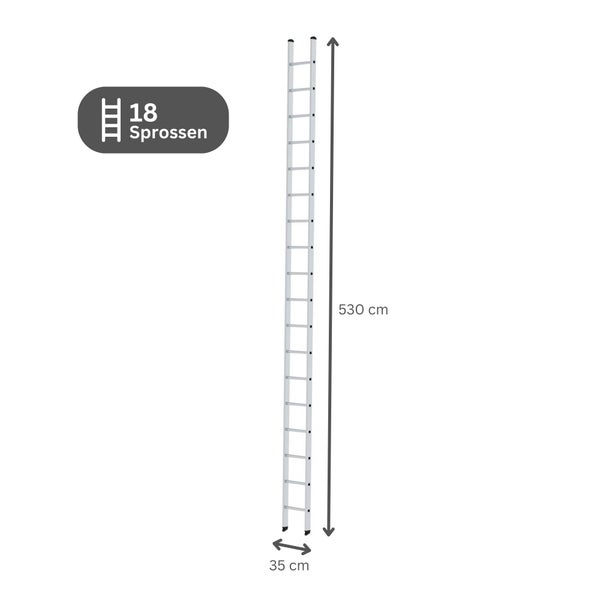 PROREGAL Sprossen-Anlegeleiter 350 mm Breit Ohne Traverse 18 Sprossen