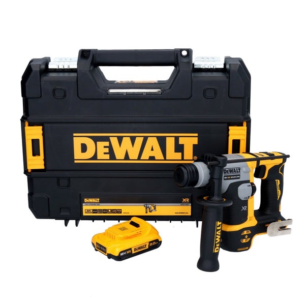 DeWALT Akku-Kombihammer 18 Volt XR mit einem 2,0 Amperestunden Akku und schwarzem Transportkoffer.