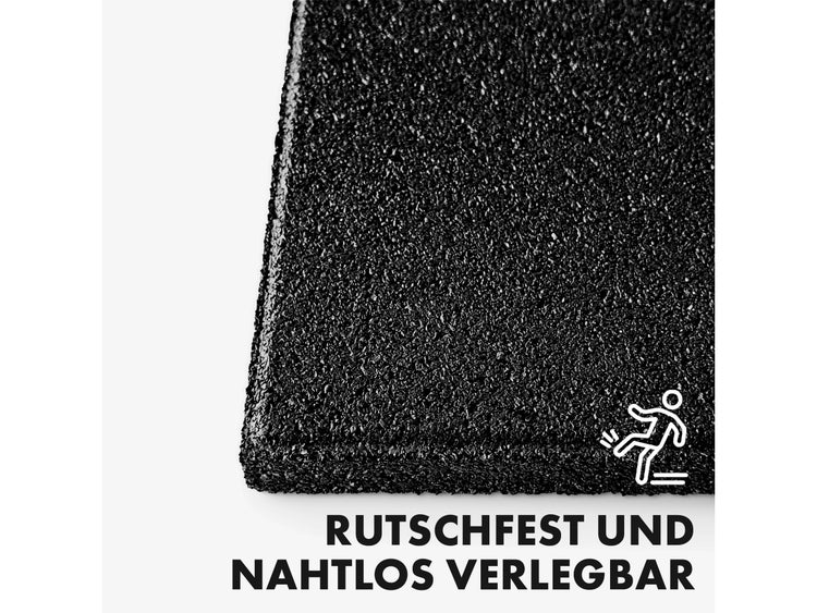 FLOORDIREKT Fallschutzmatte - Elastikmatte - Fallschutzplatte mit Drainage - Schwarz - 50 x 50 x 2,5 cm