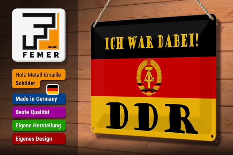 Blechschild Spruch 30x20cm ich war dabei DDR Fahne Ostalgie