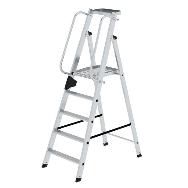 PROREGAL Plattformleiter 5 Stufen Inkl. Beidseitigem Handlauf Aluminium Nivello Leiterschuhe