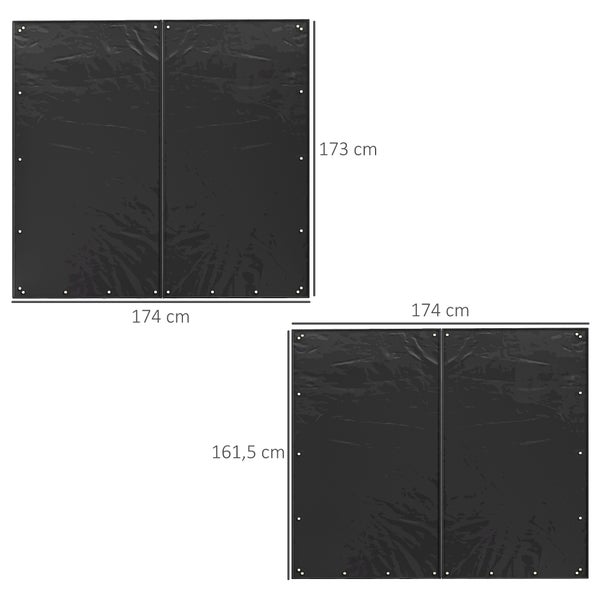 Outsunny 2er-Set Kaminholzregal Abdeckung, 174 cm, Wasserdicht 600D Oxford, UV-Schutz, Brennholzregalabdeckung, für Feuerholzregal 176B x 163/175H cm, Schwarz