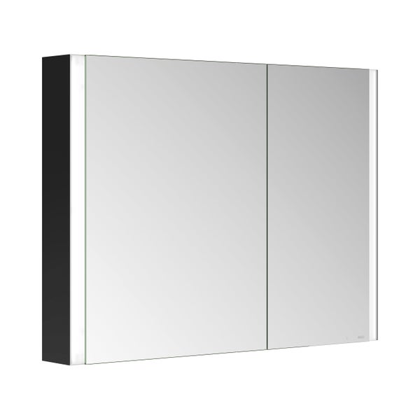 KEUCO Royal Mia Aufputz-LED-Spiegelschrank 100cm, 2 Türen, asymmetrisch, Seiten schwarz