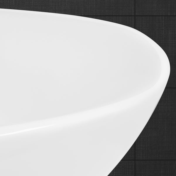 ECD Germany Waschbecken Waschtisch Ø 420 x 170 mm aus Keramik Rund Weiß - Aufsatzbecken Aufsatzwaschbecken Handwaschbecken Aufsatzwaschtisch Spülbecken Becken Wasserfall Waschschale Waschschüssel