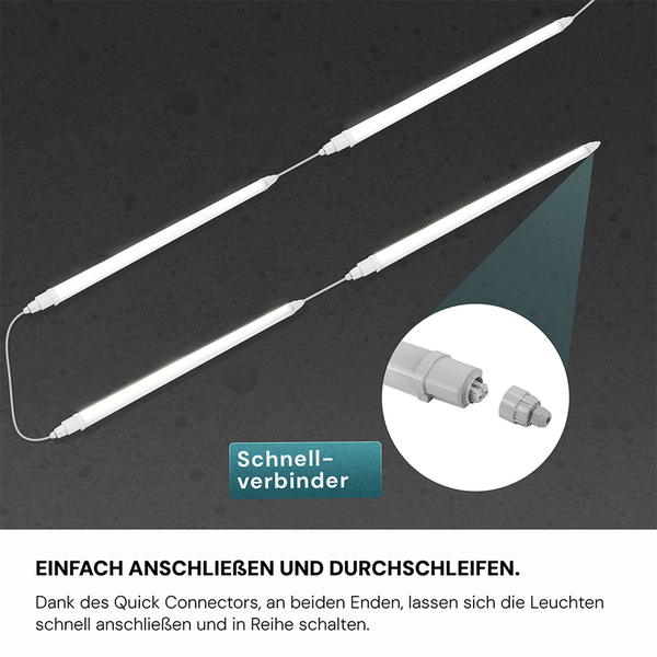 LUXULA LED Feuchtraumleuchte 150cm 48W 5760lm 4000K IP65 IK06 Durchschleifbar