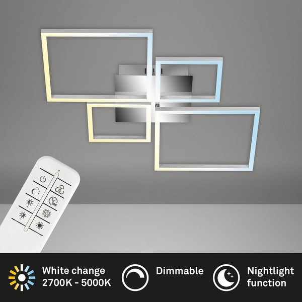 LED Deckenleuchte Fernbedienung CCT chrom 40W dimmbar Metall Briloner