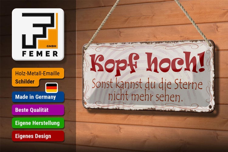 Blechschild Spruch 27x10cm Kopf hoch um Sterne zu sehen Dekoration