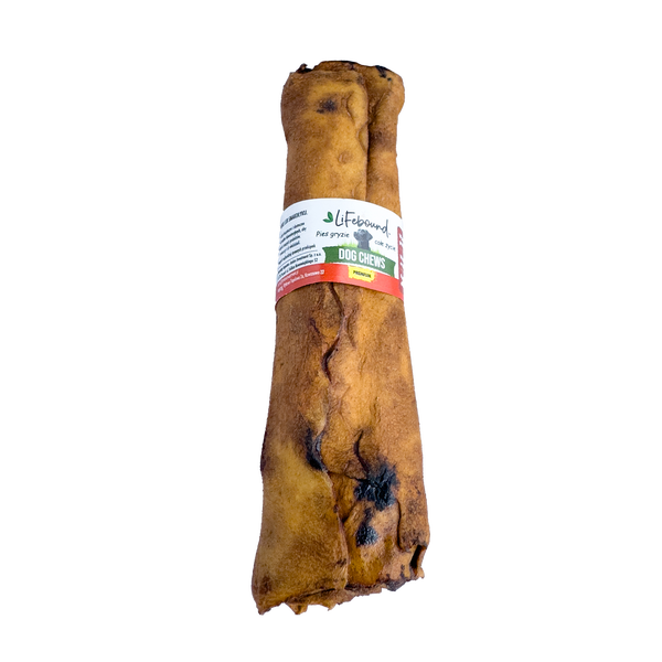 Lifebound - Natürlicher Kauknochen für Hunde aus Kalbsleder in Knochenform mit Speckgeschmack - 10 Stück - Größe. XXL
