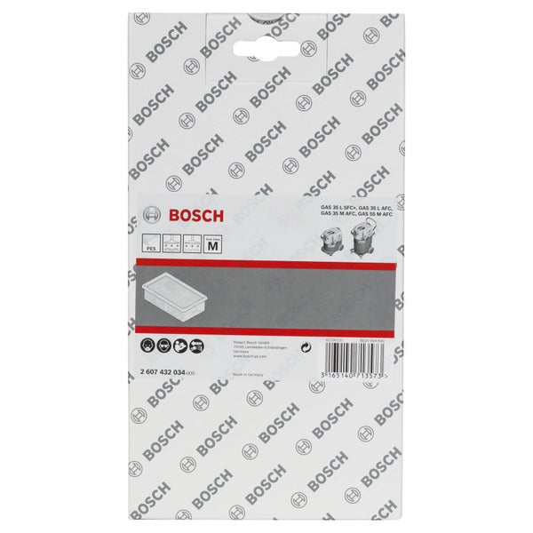 Bosch Flachfaltenfilter PES für GAS 35 und GAS 55 Industriesauger, Staubklasse M