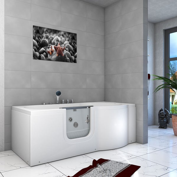 Sitzwanne Whirlpool Badewanne mit Tür S12-TH-WP-L 170x85cm