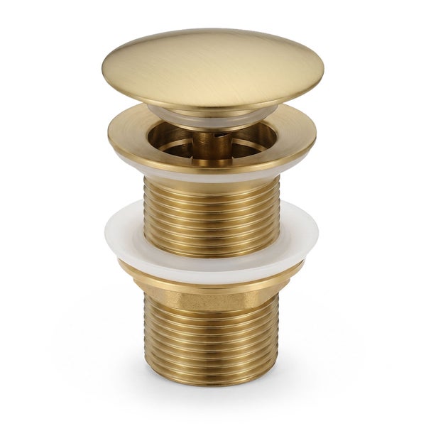 Pop-up-Ablaufventil für Waschbecken aus Metall in Gold gebürstet.