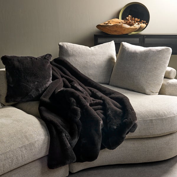 ZINZI - Wohndecke 140x180 cm - bontlook - einfarbig - Raven - schwarz