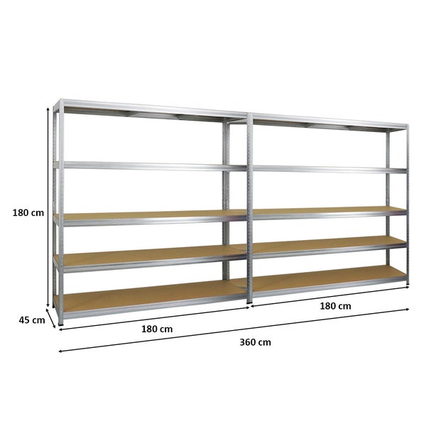 PROREGAL Mega Deal 2x Schwerlastregal Giant Elephant HxBxT 180 x 180 x 45 cm Fachlast 200 kg Verzinkt