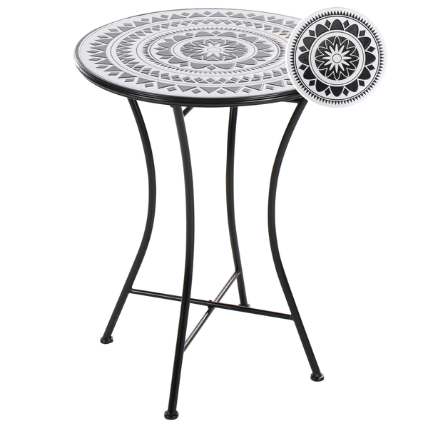 Outdoor Bistrotisch COMISO 60 cm 60 cm Metall Schwarz / Weiß