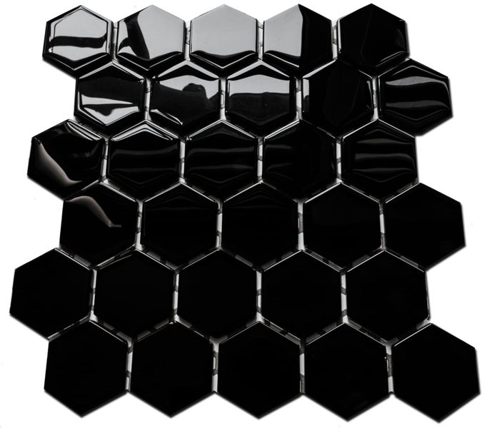 Glasmosaik auf Netz für Bad und Küche 24.7cm x 25.5cm - Liquid black