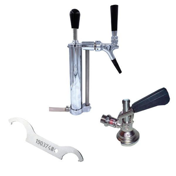 Bierzapfanlage mit Zapfhahn, Bierschlüssel und Keg-Zapfkopf