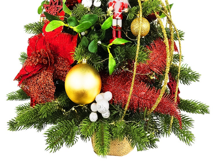 LAALU Dekorierter künstlicher Weihnachtsbaum Roter Nussknacker II 60 cm mit LED-Beleuchtung IN FLOWER