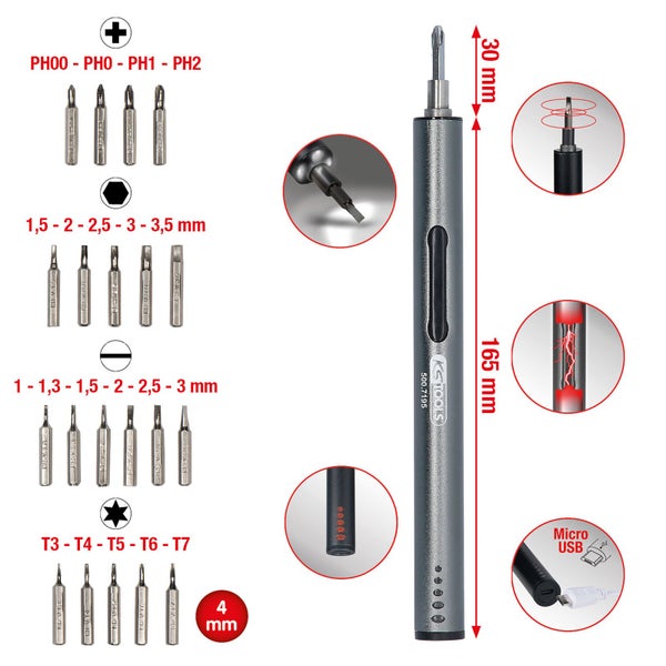 KS TOOLS Feinmechanik-USB-Akku-Schraubendreher - 500.7195