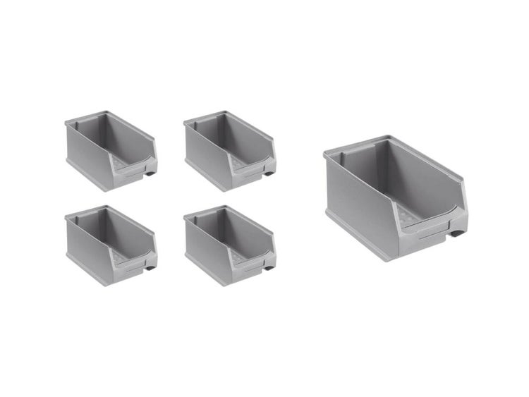 PROREGAL SparSet 5 x Graue Sichtlagerbox 3.0 HxBxT 12,5 x 14,5 x 23,5 cm 2,8 Liter Sichtlagerbehälter Sichtlagerkasten