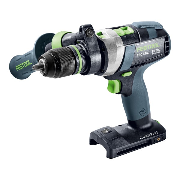 Festool Akku-Schlagbohrschrauber TPC 18/4 QUADRIVE mit bürstenlosem EC-TEC Motor und Zusatzhandgriff.