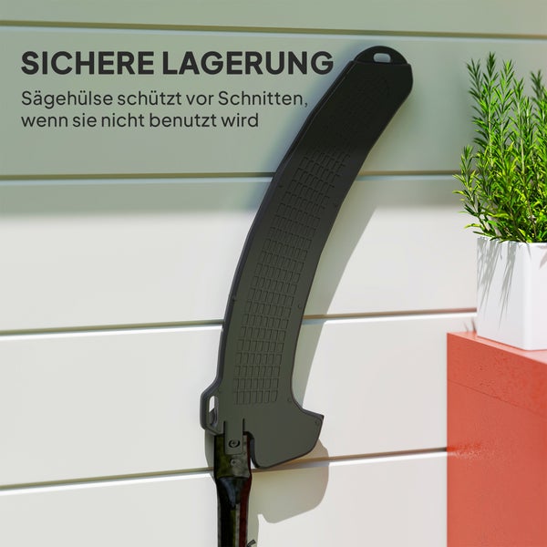 Säge mit Schutzhülle zur sicheren Aufbewahrung