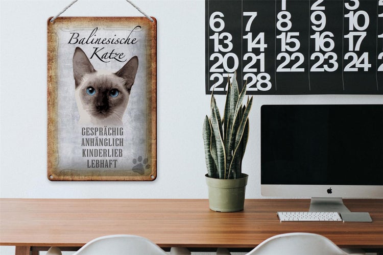 Blechschild Spruch 20x30cm balinesische Katze Schild