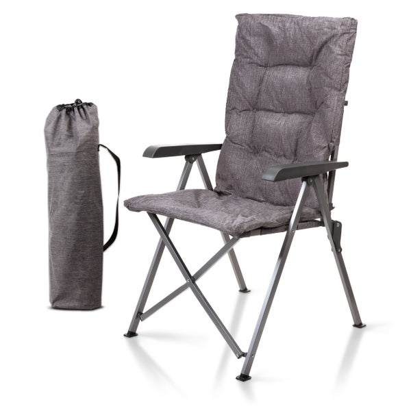 Gepolsterter Campingstuhl mit Armlehnen und Tragetasche