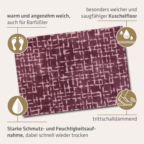 Akzente Feel Badematte mit Motiv in Aubergine Fußmatte 70 x 100 cm, rutschfest, saugfähig