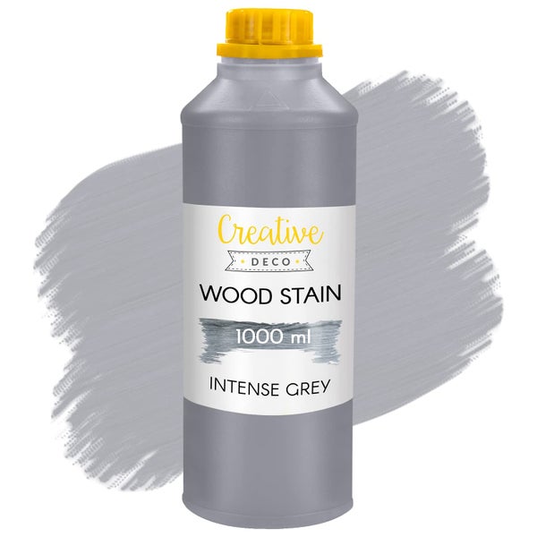 Creative Deco Holzbeize in der Farbe Intense Grey, 1000 Milliliter Flasche.