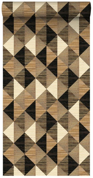 ESTAhome XXL-Vliestapete grafisches Muster Schwarz, Braun und Beige - 50 x 900 cm - 158920