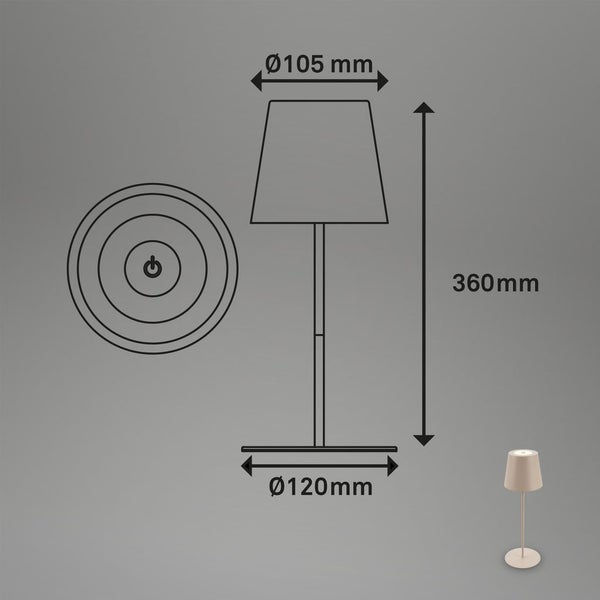 Akku Tischleuchte 3-step touchdimm 2,5 W 200 lm 2700 K höhenverstellbar aufladbar über USB-C Kiki beige