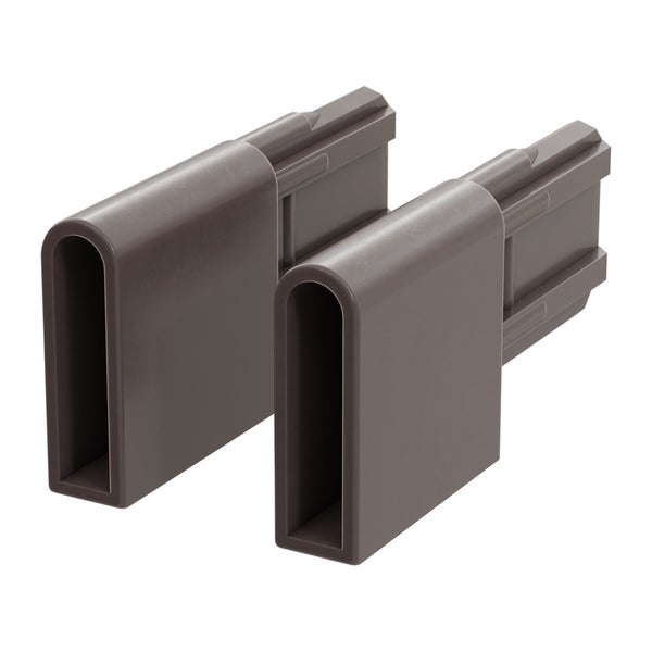 Zwei braune Zaunpfosten-Abdeckungen aus Kunststoff