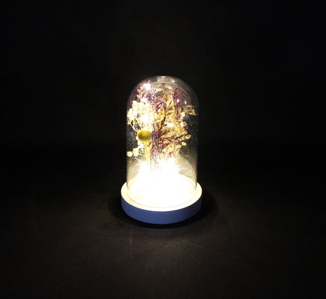 FRANK FLECHTWAREN | LED-Glocke Trockenblumen, KUNSTSTOFF, HOLZ, 11,5 x 11,5 x 19,5 cm