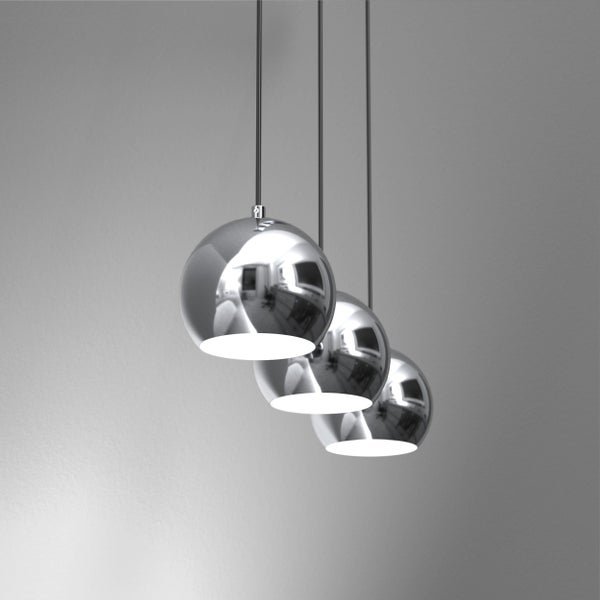 Drei Kugel-Hängeleuchten aus Metall
