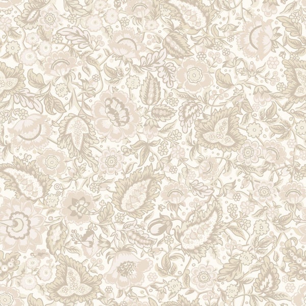 Vliestapete mit detailliertem floralem Paisley-Muster.